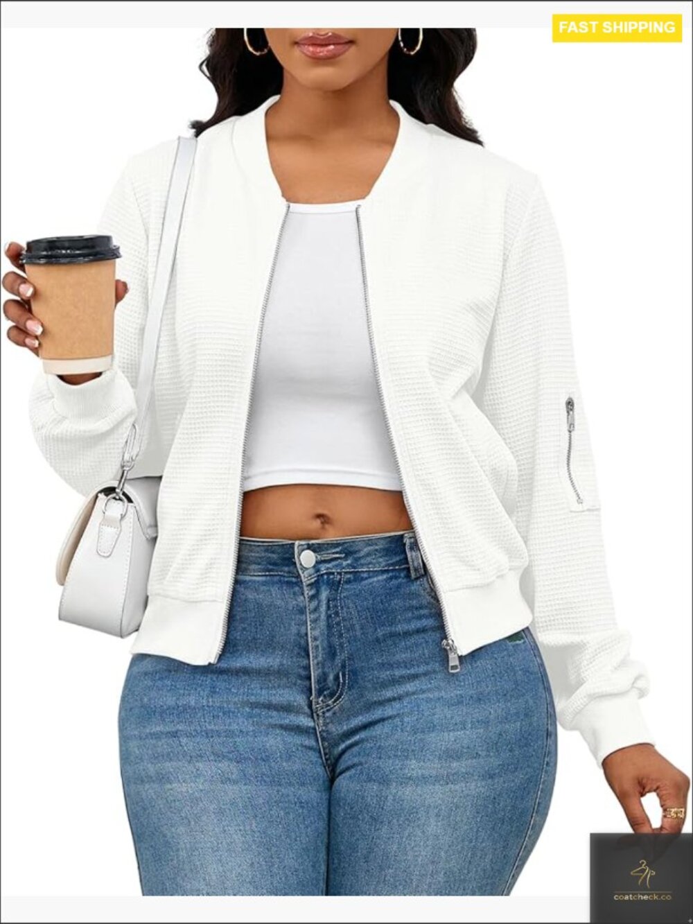 Casual Full Zip Up Comfy Loose Long Sleeve Sweatshirt Coat Jacket with Pockets